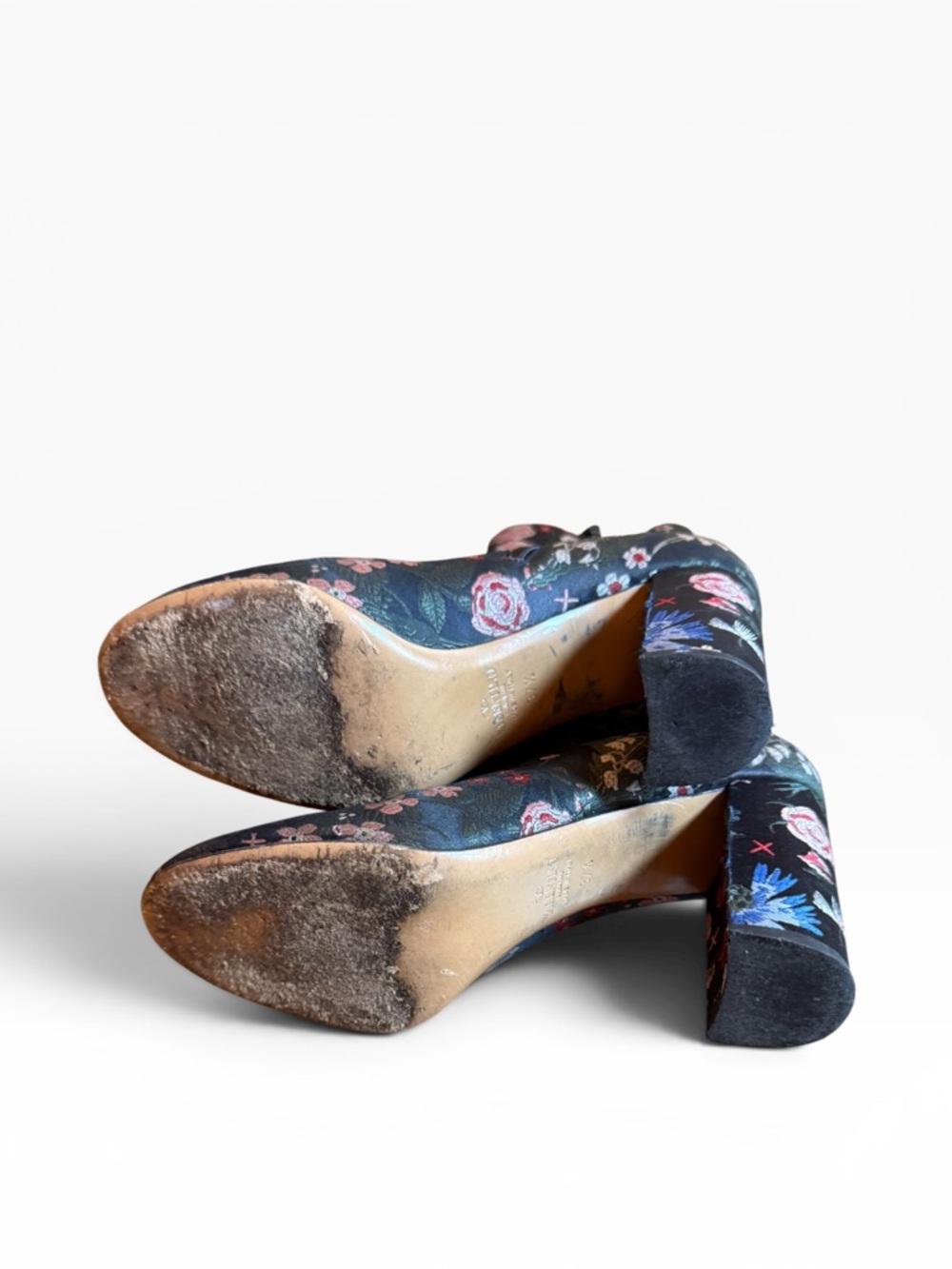 Valentino Garavani Floral Print Block Heel Ankle Boots Black EU 37.5 US 7.5 - Picture 13 of 15